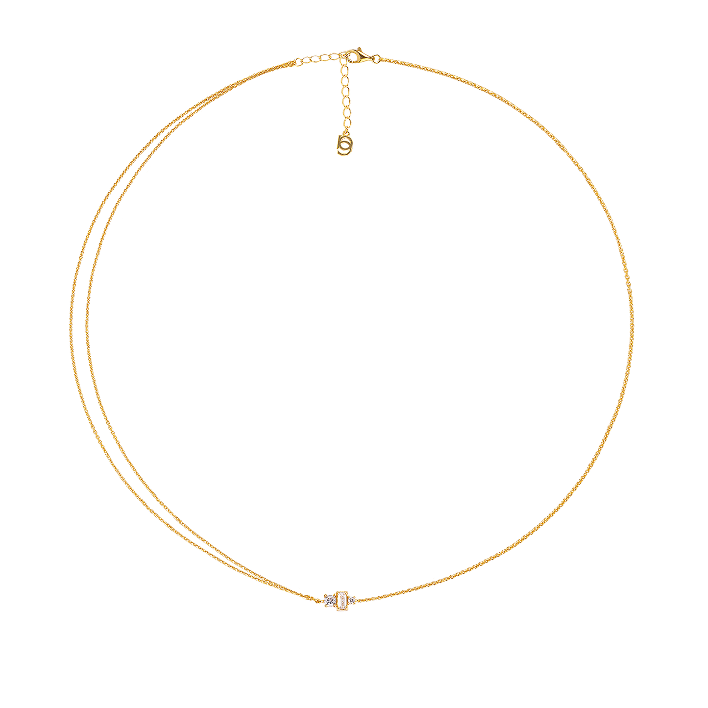 Gold Necklace with White Zirconia Stones