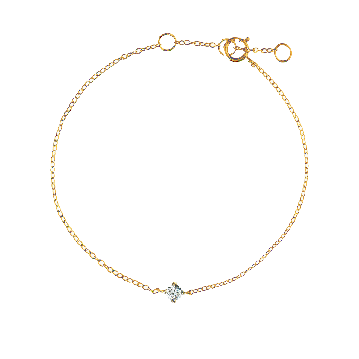 Gold Bracelet with One White Zirconia Stone