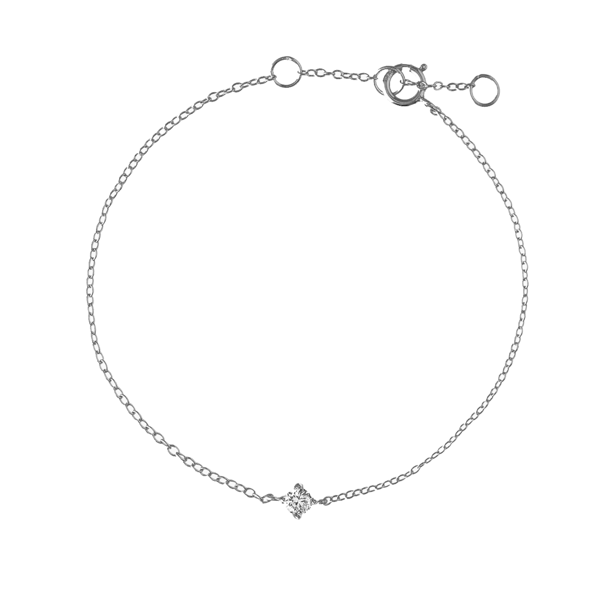 Silver Bracelet with One White Zirconia Stone