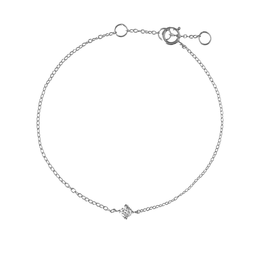 Silver Bracelet with One White Zirconia Stone