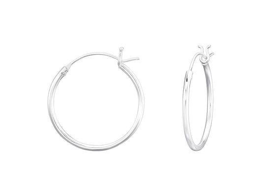 Silver French Lock Hoop Earrings