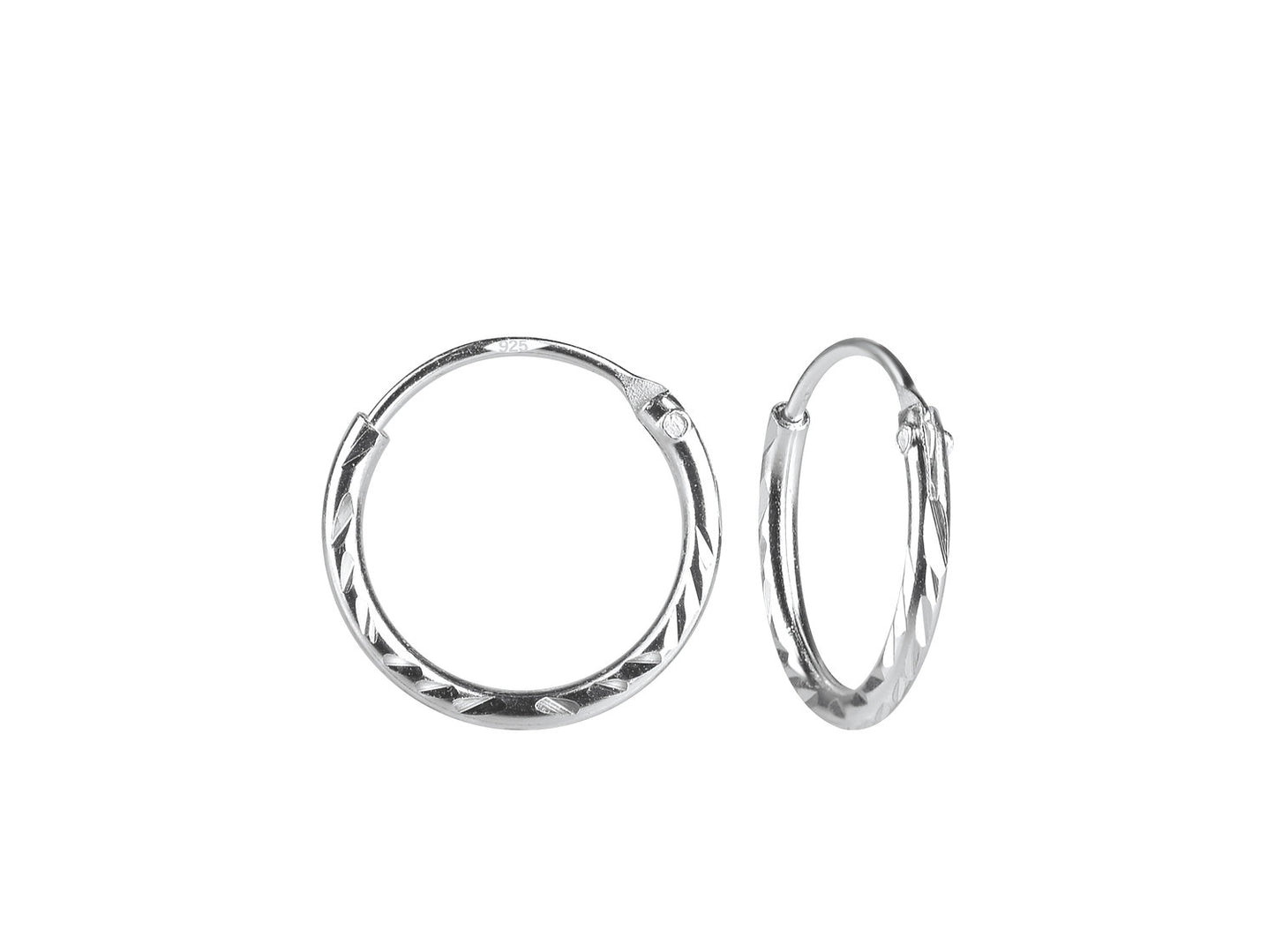 Silver Diamond Cut Hoops