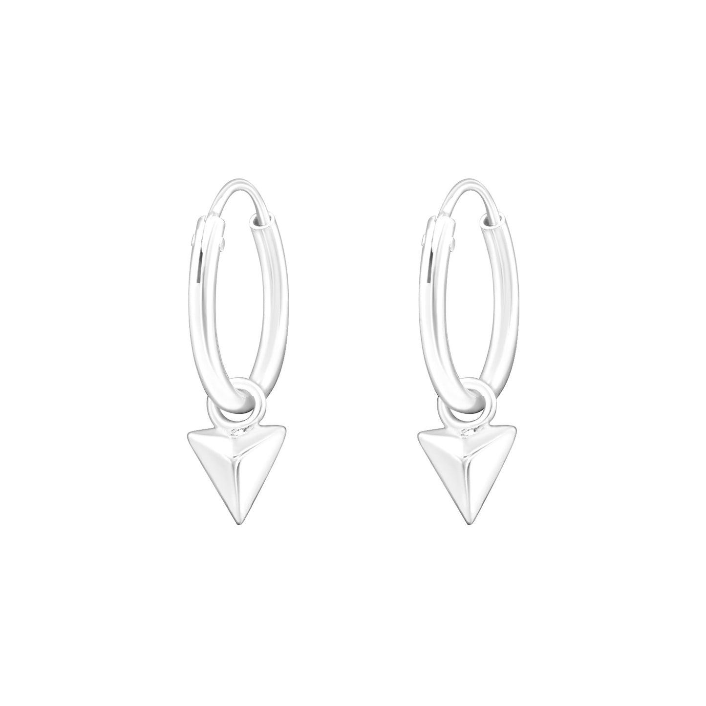 Silver Triangle Charm Hoops